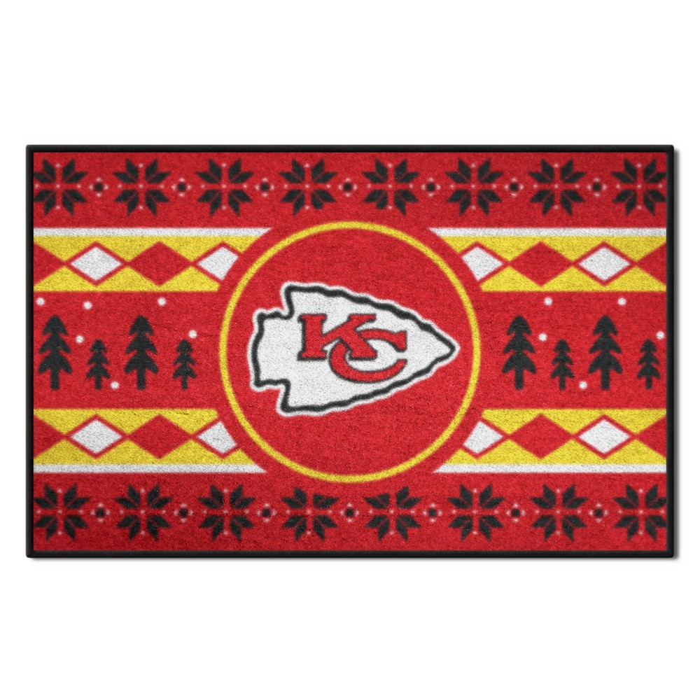 Kansas City Chiefs Holiday Sweater Starter Mat Accent Rug - 19in. x