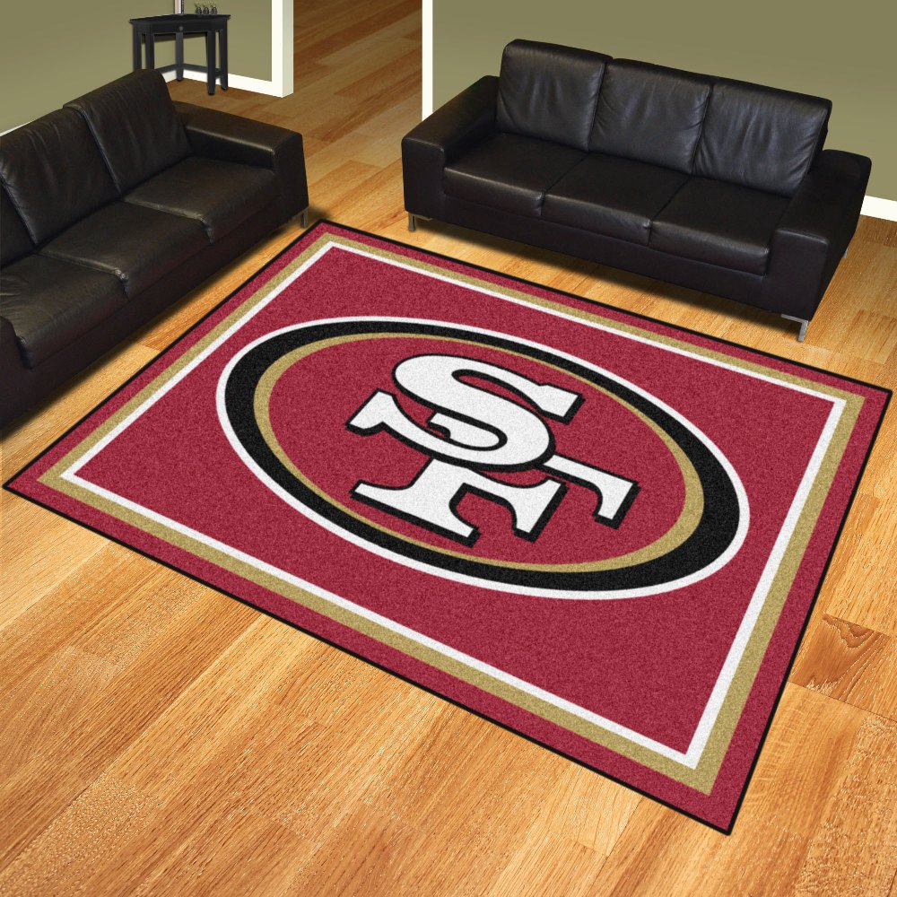 San Francisco 49ers 8ft. x 10 ft. Plush Area Rug - Oval SF Primary Logo ...