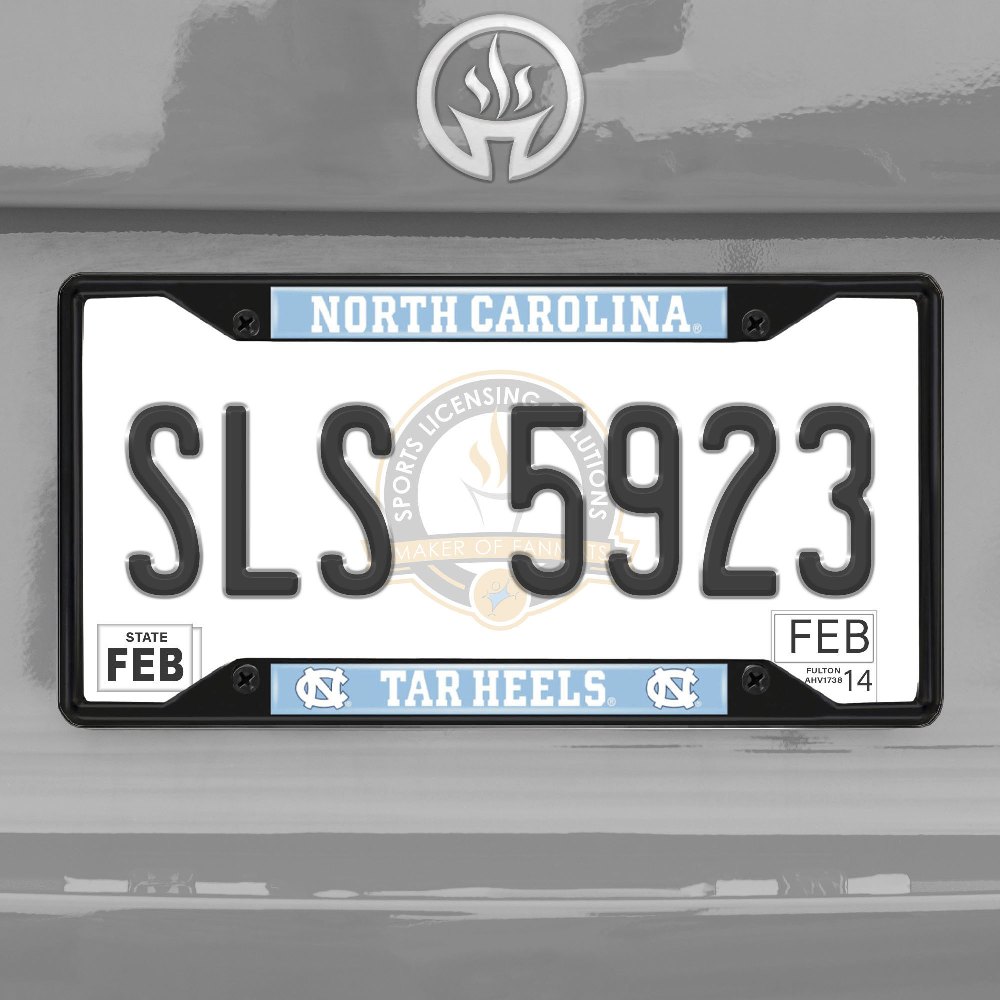 North Carolina Tar Heels Metal License Plate Frame Black Finish