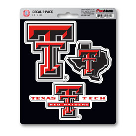 Texas Tech University Decal 3-pk 5 x 6.25 - 3 Various Logos / Wordmark