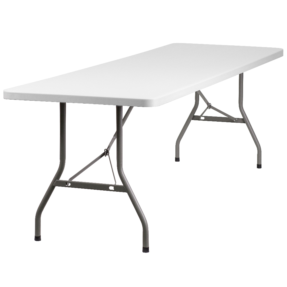 8-Foot Granite White Plastic Folding Table