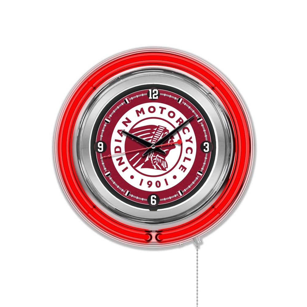 Indian Motorcycle Double Neon Ring, Logo Clock by Holland Bar Stool Company