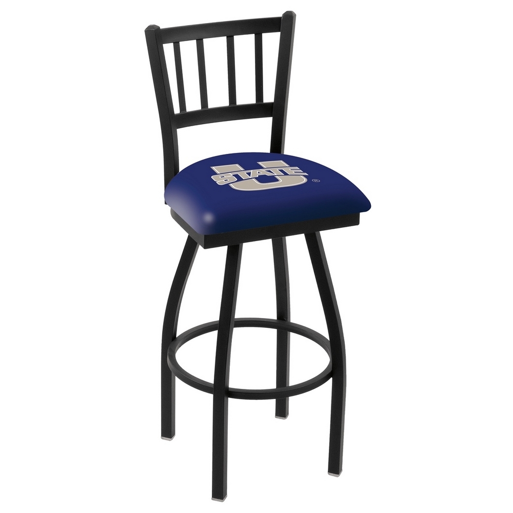 L018 - Black Wrinkle Utah State Swivel Bar Stool with Jailhouse Style ...