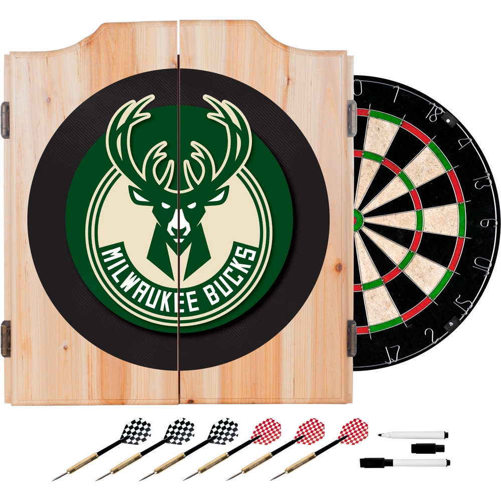 Milwaukee Bucks NBA Wood Dart Cabinet Set