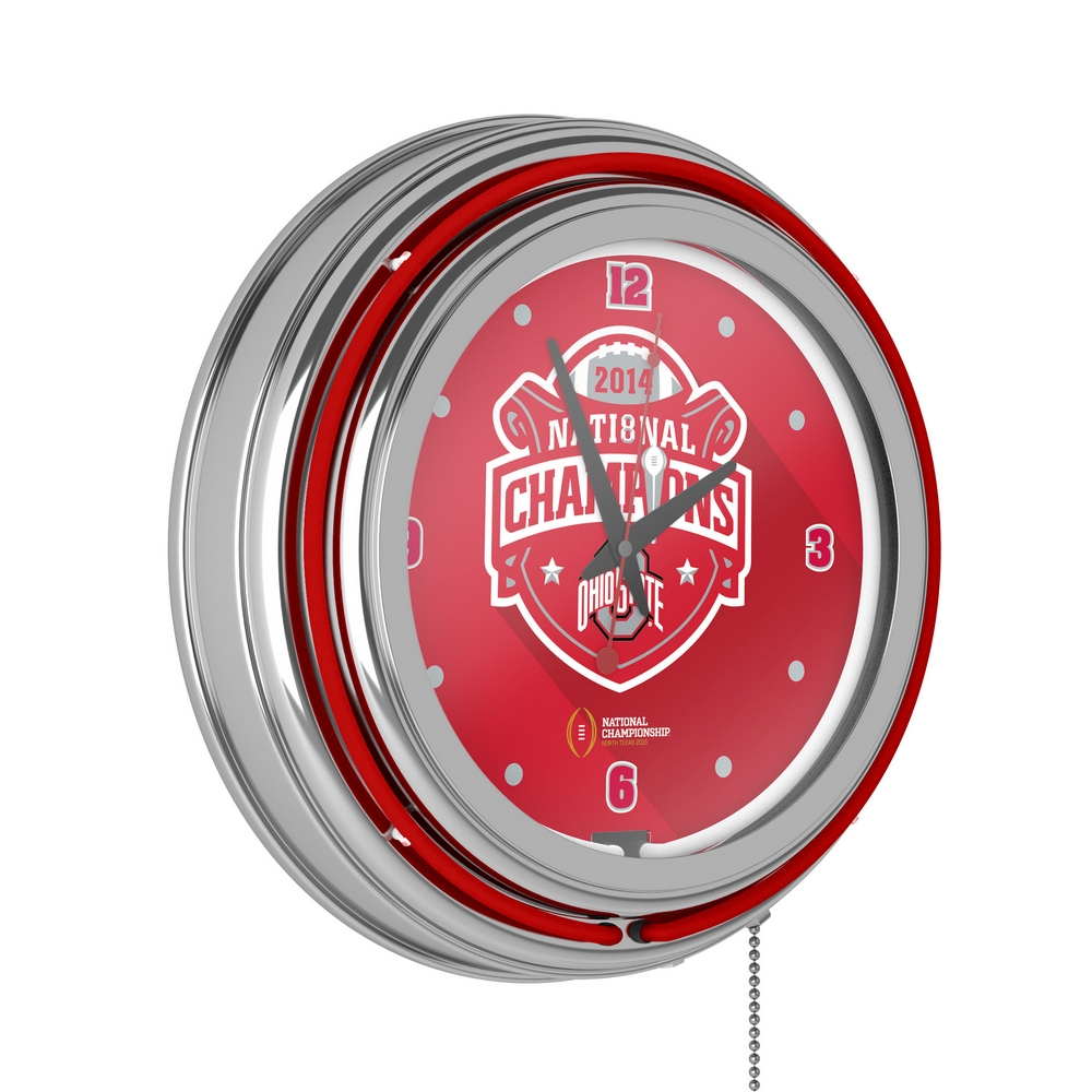 Ohio State University National Champions Chrome Neon Clock